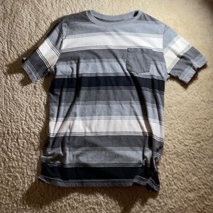 Adult Small White/Gray/Black Stripe Shirt